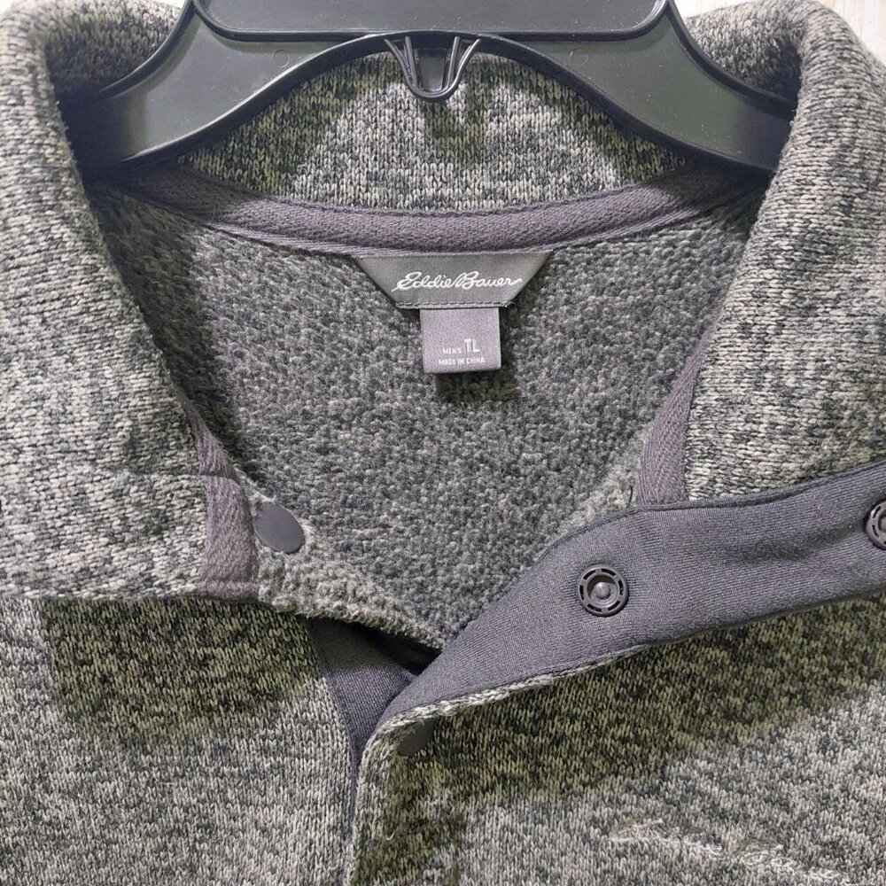 Eddie Bauer Mens Size TL Pullover Gray Radiator Sweater Fleece Snap Buttons - Picture 10 of 11